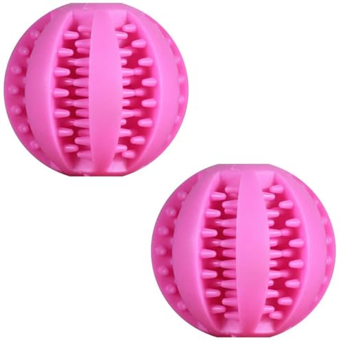 Hundespielzeug, Gummiball für Welpen, Hundespielzeug für Welpen, große Hunde, Zahnreinigung, Snackball, Spielzeug, 2 Stück, Rosa, 6 cm Hundespielzeug, Gummiball für Welpen, Hundespielzeug für Welpen, große Hunde, Zahnreinigung, Snackball, Spielzeug, 2 Stück, Rosa, 6 cm von ELMAIN