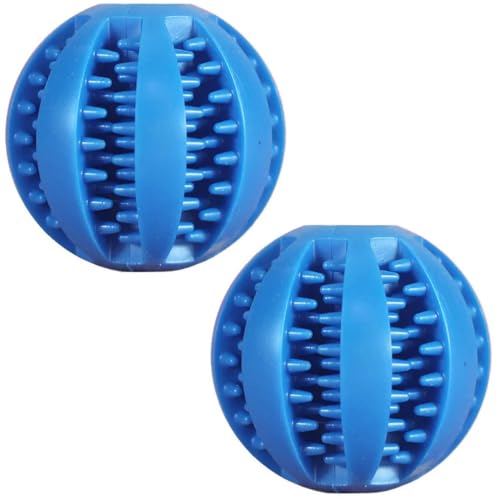 Hundespielzeug, Gummiball für Welpen, Hundespielzeug für Welpen, große Hunde, Zahnreinigung, Snackball, Spielzeug, 2 Stück, blau, 6 cm von ELMAIN