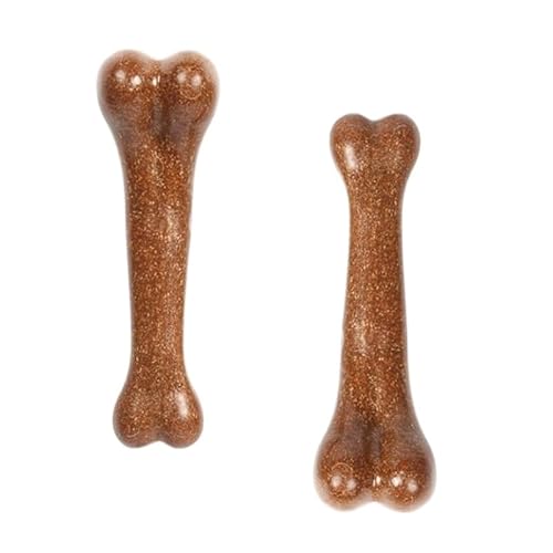 Hundespielzeug, Knochen-Kauspielzeug, nahezu unzerstörbar, Anti-Bissspielzeug für kleine, mittelgroße und große Hunde, Kauspielzeug, 2 Stück, Braun, 12 cm Hundespielzeug, Knochen-Kauspielzeug, nahezu unzerstörbar, Anti-Bissspielzeug für kleine, mittelgroße und große Hunde, Kauspielzeug, 2 Stück, Braun, 12 cm von ELMAIN