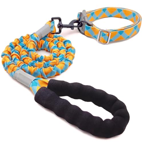 Elpdem Hundeleine, 122 cm, Bungee-Leine und Halsband, robuste Trainingsleine mit gepolstertem Griff, taktische Hundeleine mit Stoßdämpfung, verbesserter Sicherheitskomfort für kleine, mittelgroße und von ELPDEM