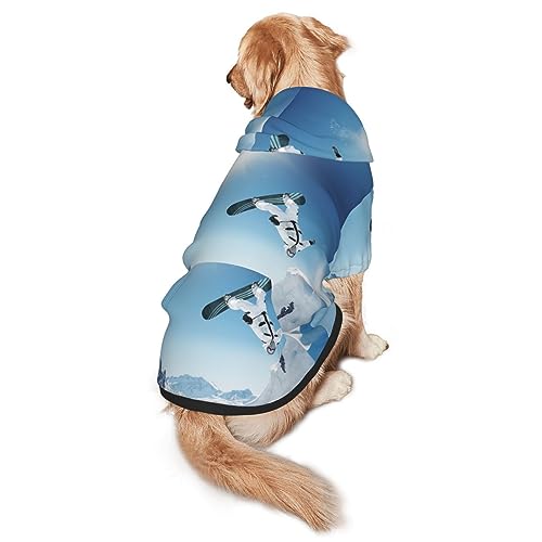 Hundepullover, Snowboard-Druck, mit Kapuze, mit Taschen, geeignet für mittelgroße bis große Größen, elastische Bündchen von ELRoal