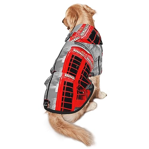 Hundepullover England UK London Telefondruck Kapuze mit Taschen Geeignet für mittlere bis große Skala Elastische Bündchen von ELRoal