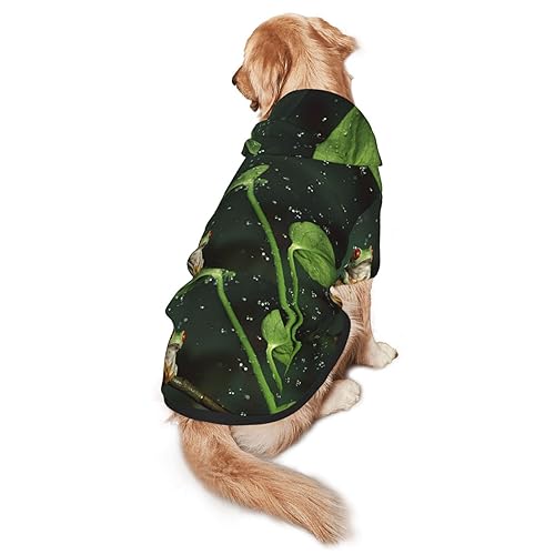Hundepullover Frosch und Regen Druck Kapuze Mit Taschen Geeignet für mittlere bis große Skala Elastische Bündchen von ELRoal