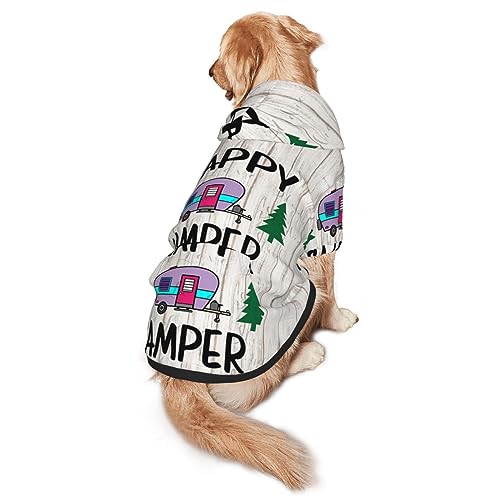 Hundepullover Happy Camper Druck Kapuze mit Taschen Geeignet für mittlere bis große Skala Elastische Bündchen von ELRoal