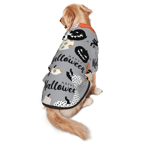 Hundepullover Happy-Halloween-Day-Trick-or-Treat-Druck, Kapuze mit Taschen, geeignet für mittlere bis große Maßstäbe, elastische Bündchen von ELRoal