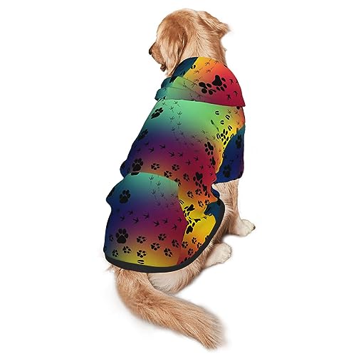 Hundepullover Pfotenabdrücke Muster Druck Kapuze Mit Taschen Geeignet für mittlere bis große Skala Elastische Bündchen von ELRoal