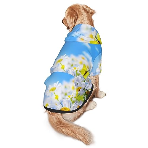 Hundepullover Schmetterling auf Gänseblümchen, mit Kapuze, mit Taschen, geeignet für mittlere bis große Skala, elastische Bündchen von ELRoal