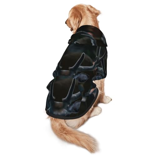 Hundepullover für den Außenbereich, Wildtiere, Hirschgeweih, mit Kapuze, mit Taschen, geeignet für mittlere bis große Skala, elastische Bündchen von ELRoal