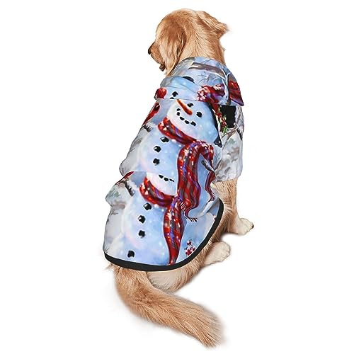 Hundepullover mit Aufschrift "Merry Christmas", Schneemann und Vögel, mit Taschen, geeignet für mittelgroße bis große Größen, elastische Bündchen von ELRoal