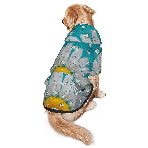 Hundepullover mit Gänseblümchen-Motiv, mit Kapuze, mit Taschen, geeignet für mittlere bis große Skala, elastische Bündchen von ELRoal