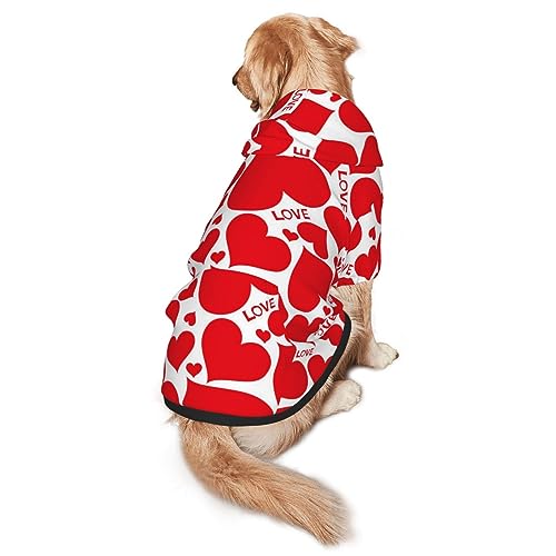 Hundepullover mit Herz-Aufdruck, mit Taschen, geeignet für mittelgroße bis große Größen, elastische Bündchen von ELRoal