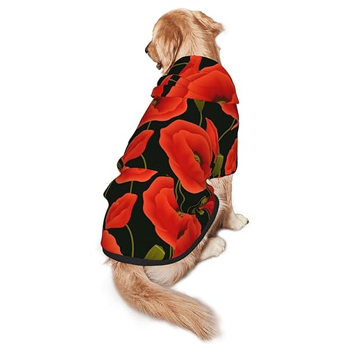 Hundepullover mit Mohnblumen-Druck, Hunde-Kapuzenpullover, Haustier-Kostüm, Winterpullover, Größe M und L von ELRoal
