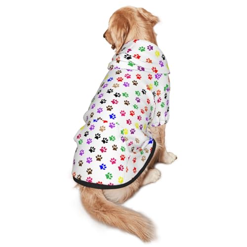 Hundepullover mit Pfotenabdruck, mit Kapuze, mit Taschen, geeignet für mittlere bis große Maßstäbe, elastische Bündchen von ELRoal