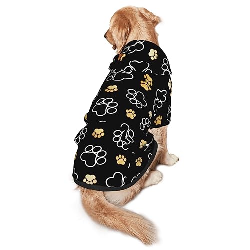 Hundepullover mit Pfotenabdruck, mit Kapuze, mit Taschen, geeignet für mittlere bis große Maßstäbe, elastische Bündchen von ELRoal