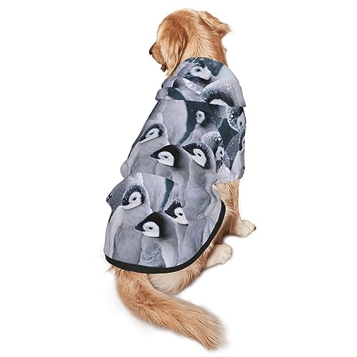 Hundepullover mit süßem Pinguin-Druck, mit Kapuze, mit Taschen, geeignet für mittlere bis große Skala, elastische Bündchen von ELRoal