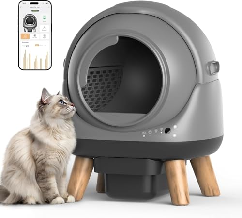 ELS PET Litter Box Self-Cleaning Automatic Electric - Selbstreinigende Katzentoilette mit App, intelligentem Alarm und Gesundheitsmonitor (schwarz und grau) von ELS PET