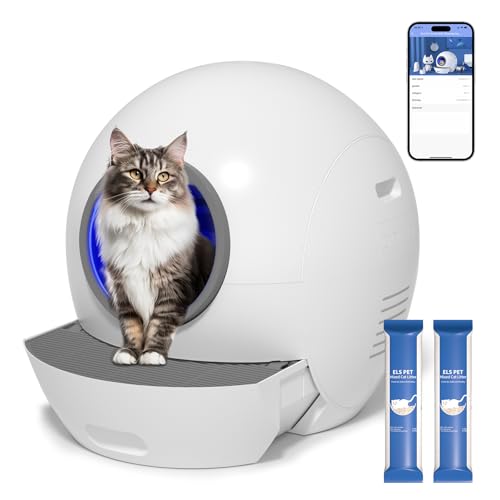 ELS PET Katzenklo Selbstreinigend Automatisch Elektrisch – Selbstreinigende Katzentoilette XXL mit App, Smart Alarm & Gesundheitsmonitor für 2-4 Katzen (Weiß) von ELS PET