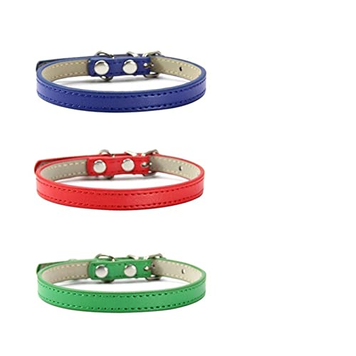 3 Teile/Satz Weiche PU Leder Katzenhalsband Einfarbig Welpen Halskette Halsband for Katzen Haustier Zubehör (Color : F, Size : M) von ELSAIL