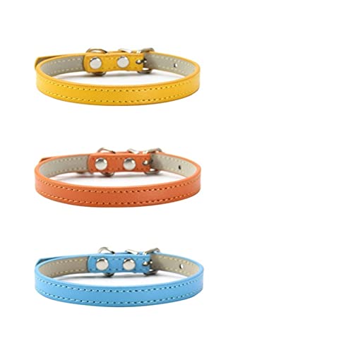 3 Teile/Satz Weiche PU Leder Katzenhalsband Einfarbig Welpen Halskette Halsband for Katzen Haustier Zubehör (Color : L, Size : S) von ELSAIL