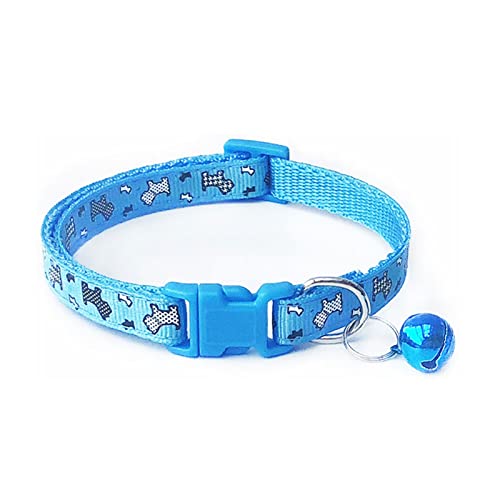 Colorful Pet Products Katzenhalsband Bedrucktes verstellbares Halsband mit Glöckchen-Haustierhalsband (Color : Blue, Size : 19-32cm) von ELSAIL