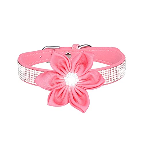 Haustier-Kristallhalsband, bequemes funkelndes Strasshalsband mit Schnalle, geeignet for kleine Hunde und Katzen (Color : Pink, Size : L 51 2.5cm) von ELSAIL