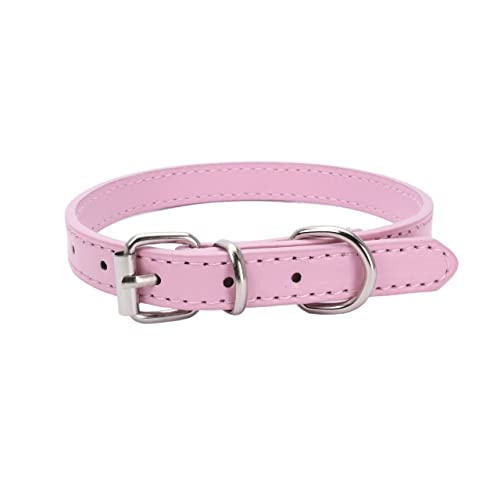 Haustierhalsband Hundehalsband Legierung Schnalle Leine Einstellbare Größe Geeignet for kleine bis mittelgroße Hunde (Color : Pink, Size : 37x1.3CM) von ELSAIL
