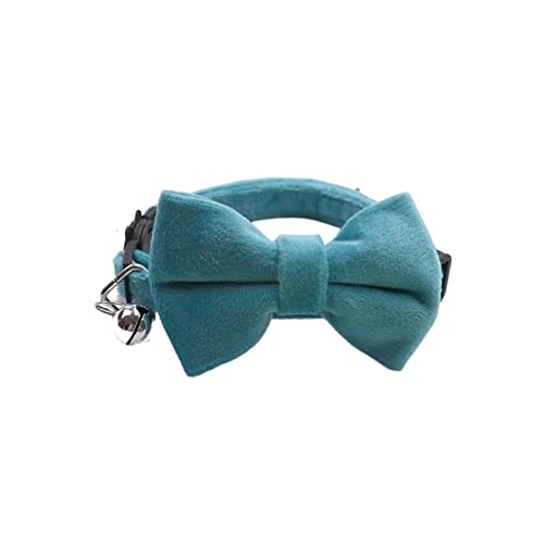 Hundehalsband, einfarbig, Schleife, Welpe, Halskette mit Glocke, verstellbare Katze, Fliege, Haustierzubehör (Color : A-Blue, Size : 19-32cm) von ELSAIL