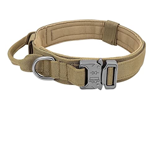 Hundehalsband, verstellbares Nylonhalsband, mittelgroßes bis großes Gehtraining, Haustierzubehör (Color : Khaki, Size : M) von ELSAIL