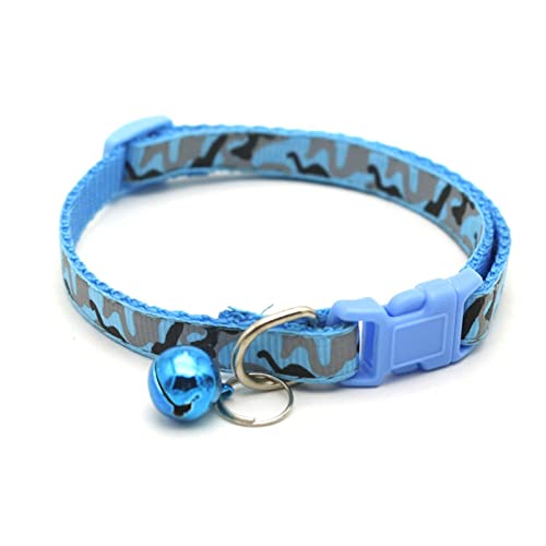 Hundehalsband mit Tarnmuster, verstellbare Hundehalskette mit Glöckchen, Haustierzubehör (Color : Sky Blue, Size : 19-32cm) von ELSAIL
