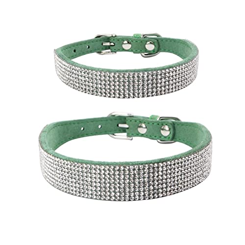 Hundehalsband mit funkelnden Strasssteinen for Welpen und Katzen, verstellbares Lederhalsband for kleine und mittelgroße Hunde und Katzen (Color : A9, Size : M 42X2CM) von ELSAIL