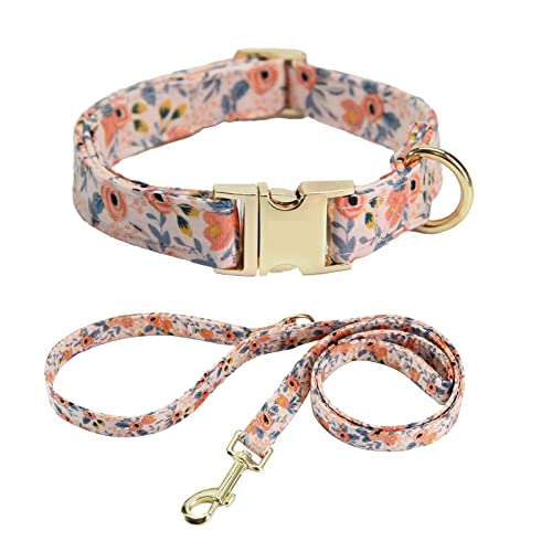 Pet Collar Anti-Loss Custom Number Tag Collar Gravierte ID-Tag-Namensschild-Schnalle-Nachricht (Color : Peach Powder Leash, Size : S) von ELSAIL
