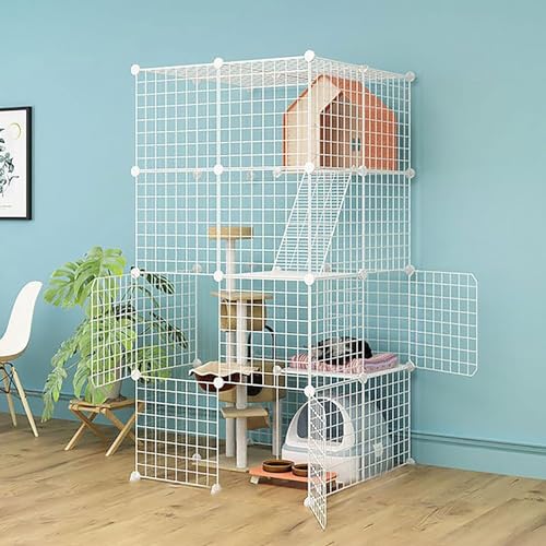 ELUKHT Katzengehege für den Innenbereich, Katzenlaufstall, abnehmbarer Metall-Kleintierkäfig mit Hängematte, Katzentoilette, Katzennest, Katzennapf für Frettchen, Kätzchen, Kaninchen, Kleintiere ELUKHT Katzengehege für den Innenbereich, Katzenlaufstall, abnehmbarer Metall-Kleintierkäfig mit Hängematte, Katzentoilette, Katzennest, Katzennapf für Frettchen, Kätzchen, Kaninchen, Kleintiere von ELUKHT