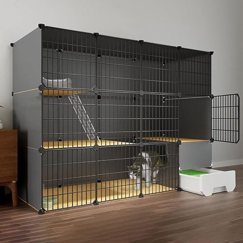 Katzengehege für den Innenbereich, mit Katzentoilette, großes Katzengehege, für den Innenbereich, DIY-Katzenkäfige für Kleintiere, Übungsplatz, ideal für Frettchen, Kätzchen, Kaninchen, Kleintiere Katzengehege für den Innenbereich, mit Katzentoilette, großes Katzengehege, für den Innenbereich, DIY-Katzenkäfige für Kleintiere, Übungsplatz, ideal für Frettchen, Kätzchen, Kaninchen, Kleintiere von ELUKHT