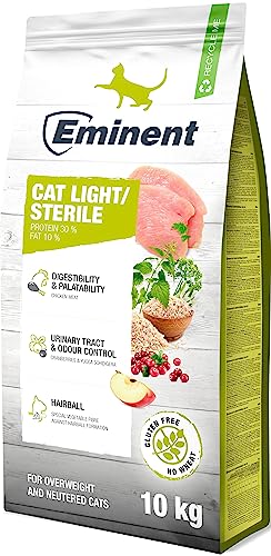 Eminent Cat Light/Sterile | High Premium Katzenfutter Glutenfreie |Trockenfutter für übergewichtige und kastrierte Katzen 10kg von EMINENT