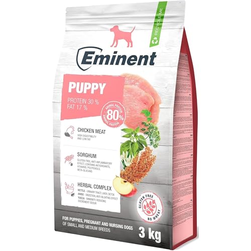 Eminent Puppy | High Premium Hundefutter Glutenfreie |Trockenfutter für Welpen, trächtige und laktierende Hündinnen Kleiner und mittlerer Rassen 3kg von EMINENT