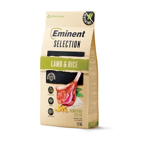 Eminent Selection Sensitive – Hundefutter für Sensible Hunde | Fisch & Insekt (getreidefrei) / Lamm & Reis (glutenfrei) | Hypoallergen & leicht verdaulich (12 kg, Lamb & Rice) von EMINENT