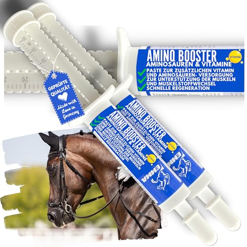 EMMA Amino Vitamin Paste I Aminosäuren Pferd mit L Carnitin Vitamin E Pferd I Vitaminpaste Aminosäuren komplex Muskelaufbau Pferde I Regeneration Muskeln ​alternativ Muskel Protein Pulver Pferde 3St von EMMA