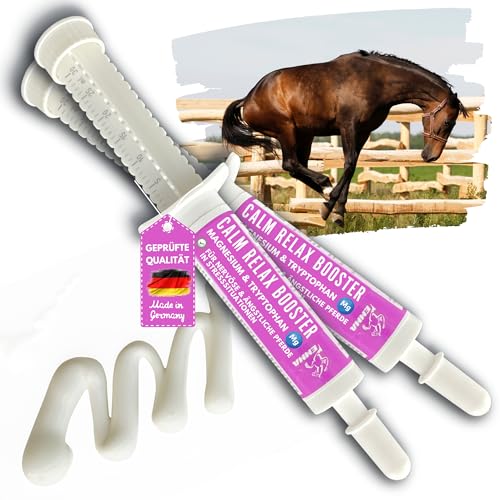 EMMA Magnesium Pferd hochdosiert Paste - Calm Pferd Anti Stress Pferd zur Beruhigung Pferd I Magnesium für Pferde Magnesium L Tryptophan Pferd Magnesium komplex Pferde Relax gebrauchsfertig 2X30ml von EMMA