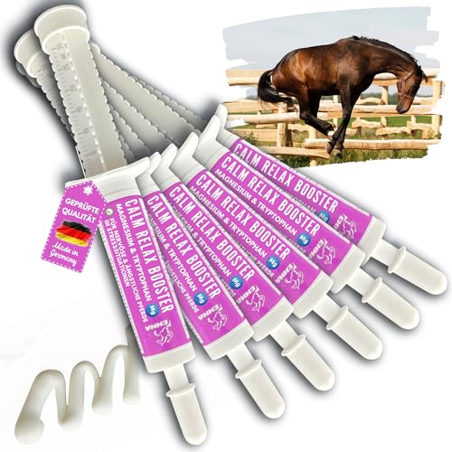 EMMA Magnesium Pferd hochdosiert Paste - Calm Pferd Anti Stress Pferd zur Beruhigung Pferd I Magnesium für Pferde Magnesium L Tryptophan Pferd Magnesium komplex Pferde Paste gebrauchsfertig 6x30ml von EMMA