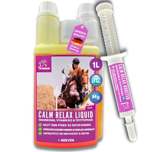 EMMA Magnesium Pferd hochdosiert Liquid &. Paste - Calm Pferd Anti Stress Pferd zur Beruhigung Pferd I Magnesium für Pferde Magnesium Tryptophan Pferd Vitamin b12 komplex Pferde Relax 1L 30ml von EMMA