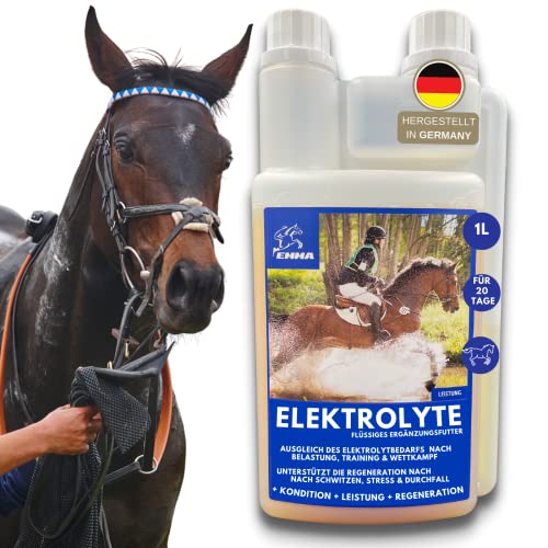 EMMA Elektrolyte Pferd 1L + Vitamin b12 I Elektrolyte für Pferde Mineralstoffe Spurenelemente I Natrium Salze Magnesium Pferd I Pferd Elektrolyte bei Durchfall Kotwasser Schwitzen Mineralsalze von EMMA