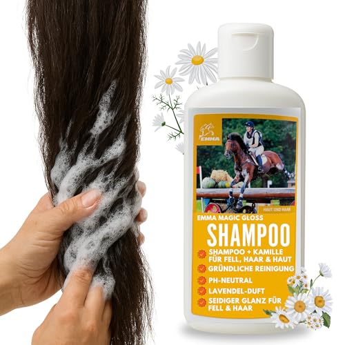 Pferdeshampoo Shampoo für Hunde Pferde 500ml I mildes Pferde Shampoo ph neutral Kamille I Pferdepflege glänzendes Fell I Hundeshampoo gegen Geruch I Mane n Tale Shampoo I Fellpflege sensitiv von EMMA