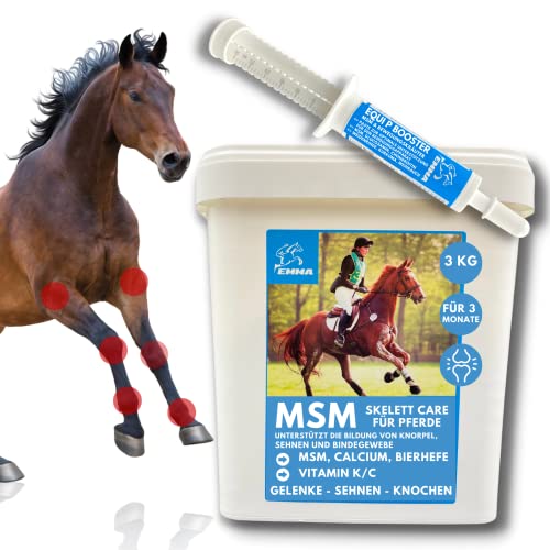 MSM Pferd Plus Glucosamin + Chondroitin - Knochen-Gelenk-Komplex mit Calcium Vitamin D C Vitamin K I Pulver + Booster zur Stärkung & Bildung Gelenke, Knochen, Knorpel, Sehnen und Bindegewebe 3Kg30ml von EMMA