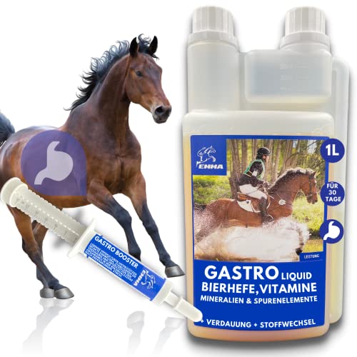 EMMA Bierhefe Pferd 1L + 30ml Paste Plus B-Vitamine Biotin Pferd Zink Selen Pferd - Darmbakterien für Darmkur - glänzendes Fell Haut Verdauung & Darmflora Aufbau - Probiotika Pferd - Darmsanierung von EMMA