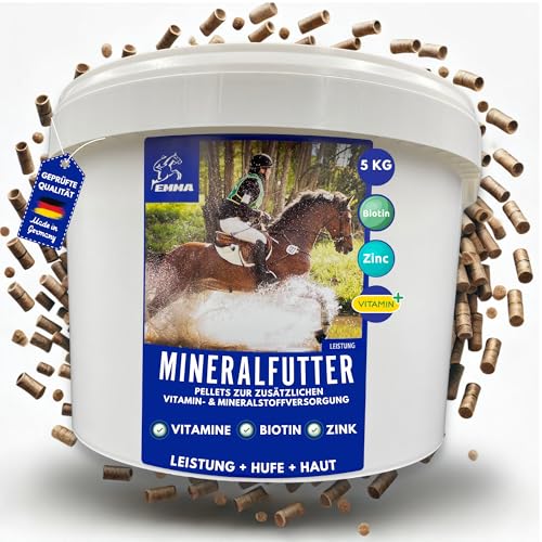 Mineralfutter Pferde Vitamin b komplex - Biotin Pferd Zink Pferd Selen Pferd Vitamin D A C B12 / Mineralien Magnesium Pferd - Vitamin E Pferd I Bierhefe Pferd Biotin Zink Selen hochdosiert 5Kg von EMMA