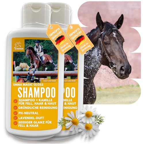 EMMA Pferdeshampoo Mane n Tail - Shampoo für Hunde & Pferde I Hundeshampoo sensitiv Kamille ph neutrales Shampoo I Pferde Hunde Fellpflege gegen Juckreiz Geruch Pferde-Shampoo I Katzenshampoo 2x0,5L von EMMA