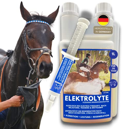 EMMA Elektrolyte Pferd Liquid + Paste I Mineralien Pferd + Vitamin B12 Spurenelemente I Natrium Salze Magnesium Kalium Pferd I Elektrolyte Durchfall Kotwasser I Mineralsalze Pferd 1L 30ml von EMMA