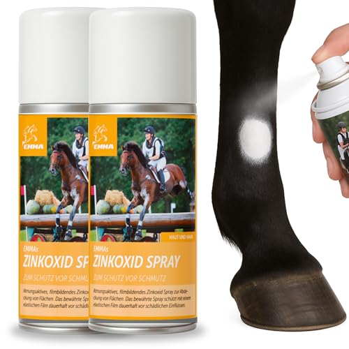EMMA Zinkspray Pferd Hund I Zinksalbe Wundsalbe zum Sprühen 2x200 ml Zinkoxid Spray Wundspray Zink Wundschutz Juckreiz Hund Katze I Wundspray bei wunder Haut Mauke für Tiere I Sprühpflaster wasserfest von EMMA