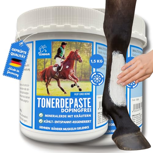 EMMA essigsaure Tonerde Pferde ⇒ Tonerde Pferd Dopingfrei 2x1,5Kg - Pferdebalsam Kühlend - Tonerdepaste Mineralerde Heilerde Paste - Kühlgel Pferd - Kühlpaste Creme Salbe Sehnen Bänder Gelenke Pferd von EMMA