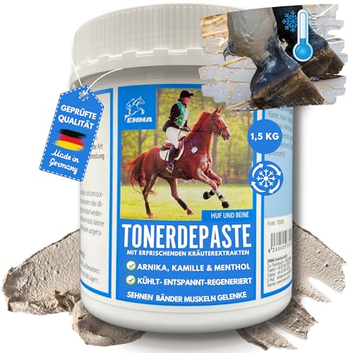 EMMA Tonerde Pferd Paste 1,5Kg essigsaure Tonerde für Pferde I Tonerde Paste kühlt Muskel Sehnen Bänder Gelenke Pferd I mit Arnika Salbe Mineralerde Lehm I Heilerde Paste kühlend I Kühlgel Arnica Gel von EMMA